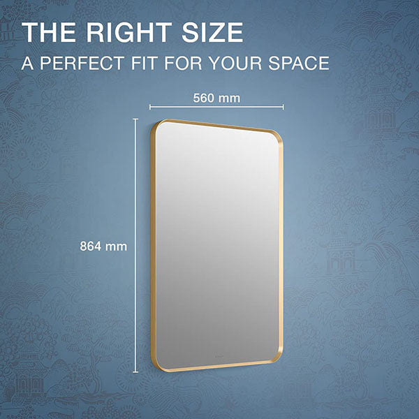 Essential Rectangular Mirror In Brushed Gold Finish
